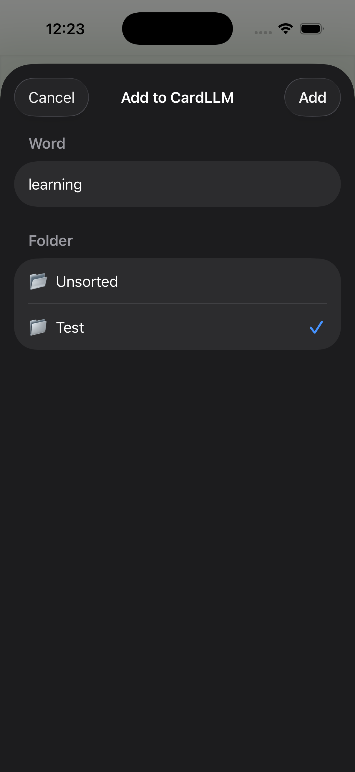CardLLM Safari Extension for saving words while browsing